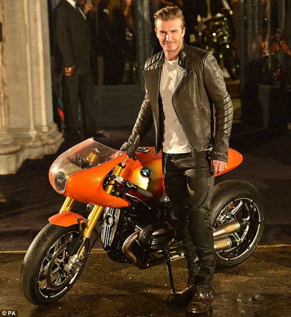 David Bekcham Belstaff leather jacket flagship opening London David Bekcham Belstaff leather jacket flagship opening London