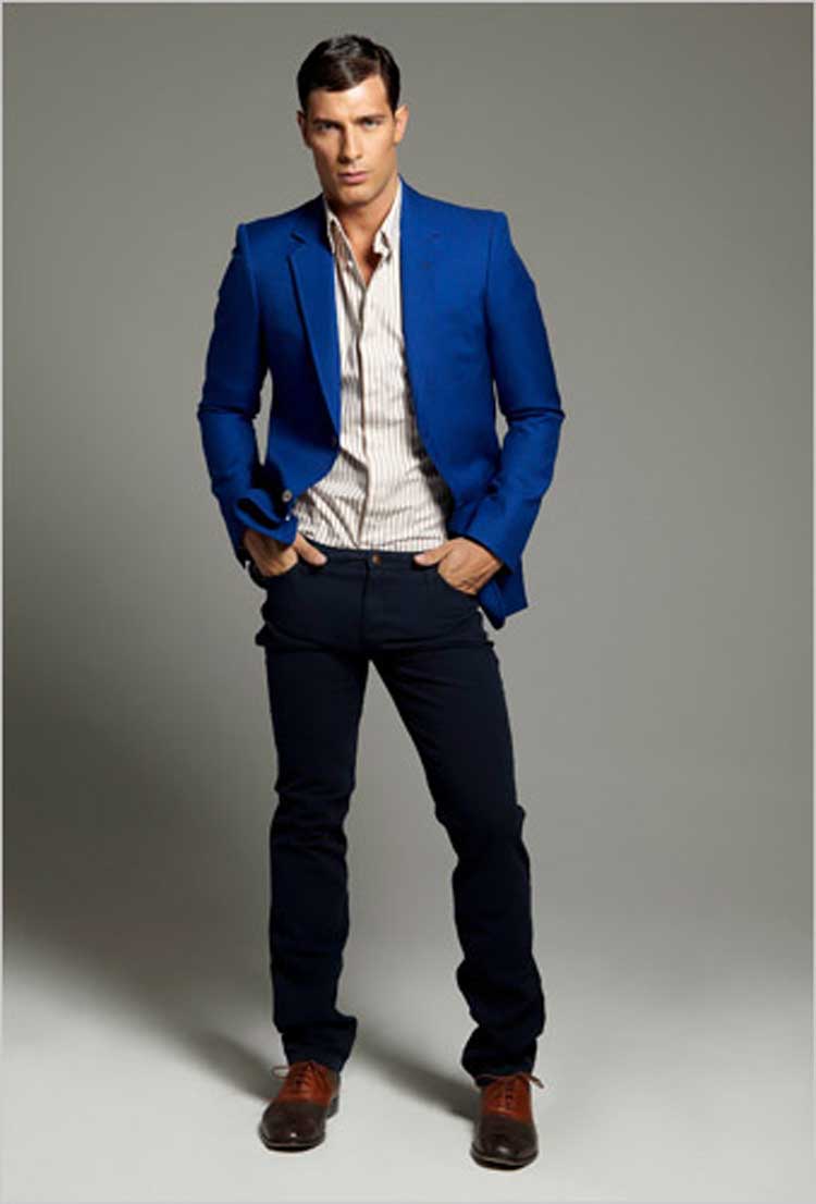 Синий пиджак с джинсами мужской
