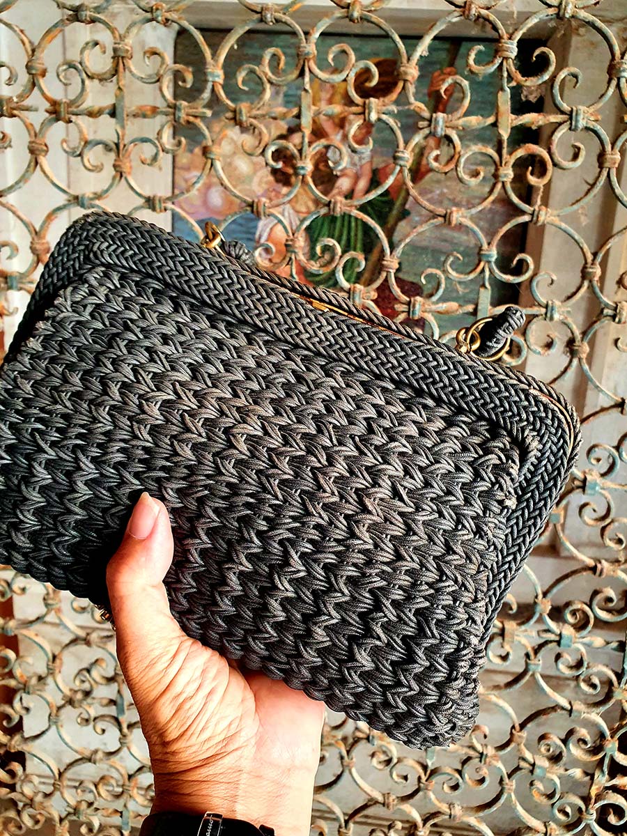 Roberta Di Camerino Gondola clutch bags venice vintage interwoven leather lace