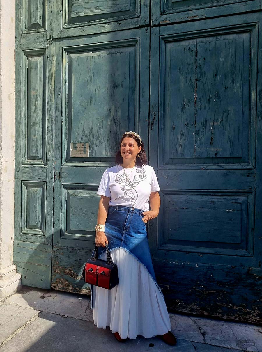 Gentle women denim tulle maxi skirt Gracie Opulanza Lucca Tuscany (1)